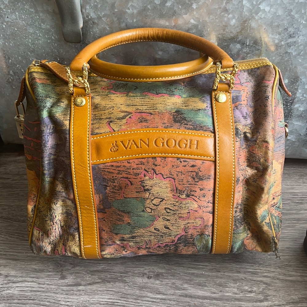 Vintage Van Gogh leather and canvas duffle